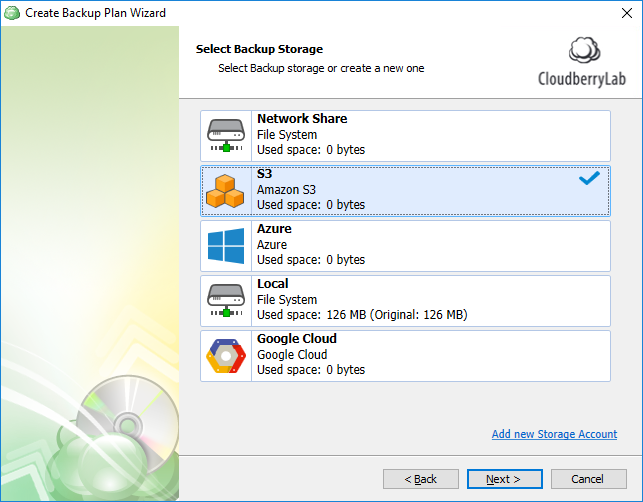 cloudberry server image or file backup