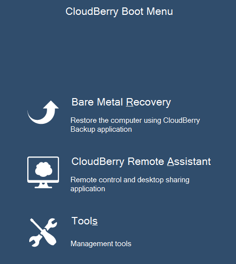 bare metal restore from a cloudberry backup